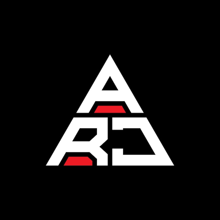 Vector diseño de logotipo de letra triangular arj con forma de triángulo arj diseño de logotipo triangular monograma arj modelo de logotipo vectorial triangular con color rojo arj logotipo triangular sencillo elegante y lujoso