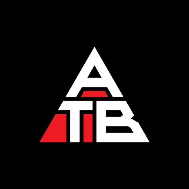 Diseño de logotipo de letra triangular ATB con forma de triángulo ATB diseño de logotipo triangular monograma ATB triángulo vectorial plantilla de logotipo con color rojo ATB logotipia triangular sencilla elegante y lujosa