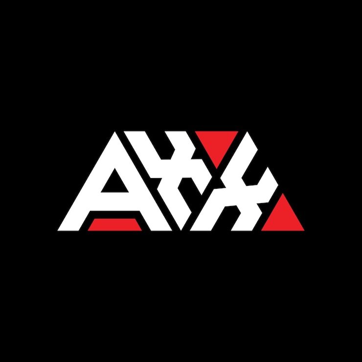Vector diseño de logotipo de letra triangular axx con forma de triángulo axx diseño de logotipo triangular monograma axx triángulo vectorial plantilla de logotipo con color rojo axx logotipia triangular simple elegante y lujoso logotipo axx