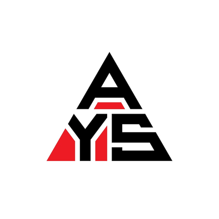 Vector diseño de logotipo de letra triangular ays con forma de triángulo ays diseño de logotipo triangular monograma ays modelo de logotipo vectorial triangular con color rojo ays logotipo triangular simple elegante y lujoso logotipo