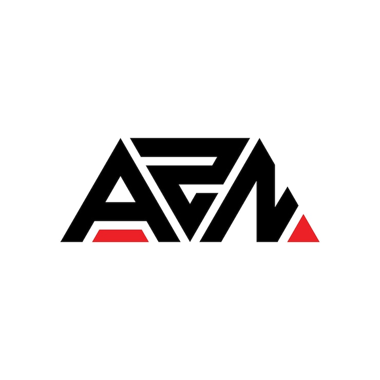 Vector diseño de logotipo de letra triangular azn con forma de triángulo azn diseño de logotipo triangular monograma azn triángulo vectorial plantilla de logotipo con color rojo azn logo triangular sencillo elegante y lujoso logotipo azn