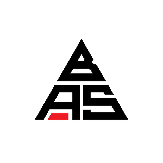 Diseño de logotipo de letra triangular BAS con forma de triángulo Diseño de diseño de logotipo triángulo BAS monograma plantilla de logotipo vectorial triángulo BS con color rojo Logotipo triangular Simple Elegante y lujoso