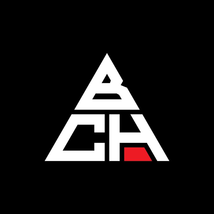 Vector diseño de logotipo de letra triangular bch con forma de triángulo diseño de diseño de logotipo triangular monograma bch triángulo vectorial plantilla de logotipo con color rojo logotipo triangulares bch simple elegante y lujoso logotipo