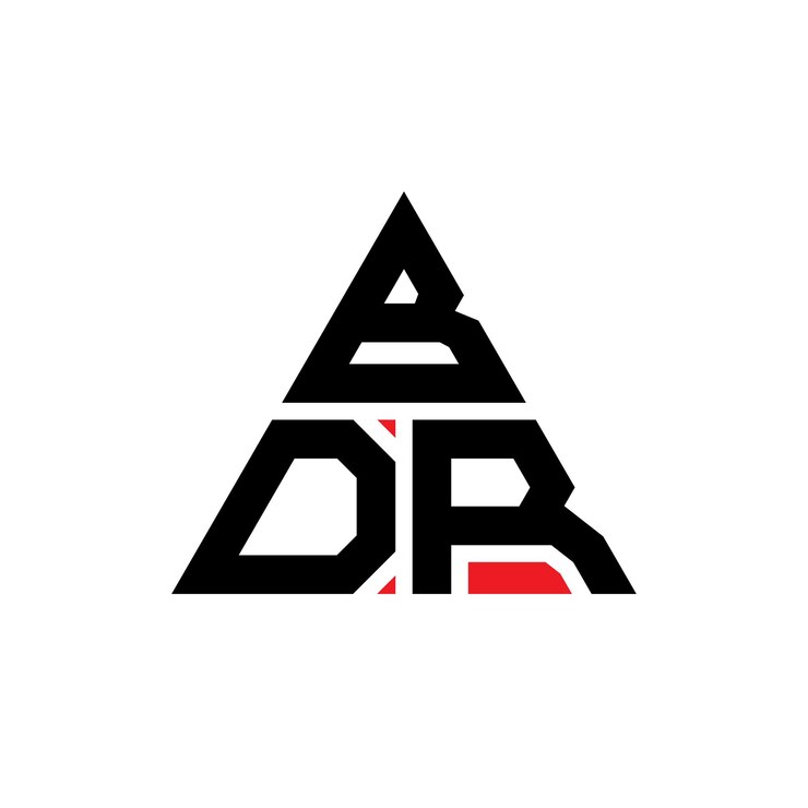 Vector diseño de logotipo de letra triangular bdr con forma de triángulo bdr diseño de logotipo triangular monograma bdr triángulo vectorial plantilla de logotipo con color rojo bdr logotipo triangle sencillo elegante y lujoso