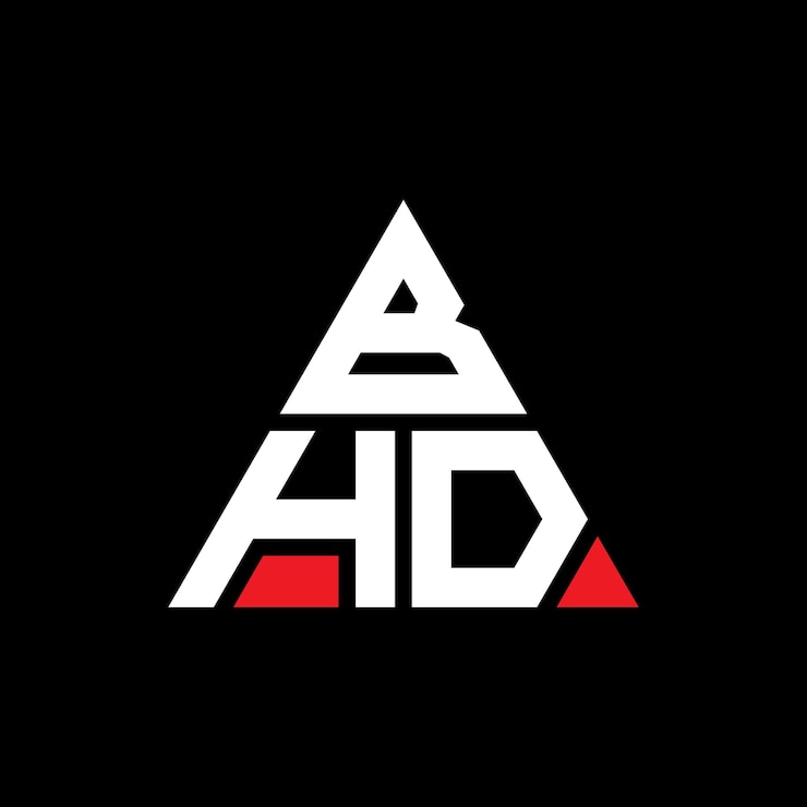 Vector diseño de logotipo de letra triangular bhd con forma de triángulo diseño de diseño de logotipo triángulo bhd monograma bhd triángulo vectorial plantilla de logotipo con color rojo bhd logotipo triangular simple elegante y lujoso logotipo