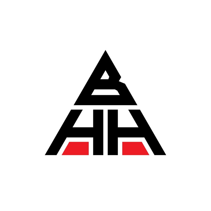 Vector diseño de logotipo de letra triangular bhh con forma de triángulo bhh diseño de logotipo triangular monograma bhh triángulo vectorial plantilla de logotipo con color rojo bhh logo triangular sencillo elegante y lujoso logotipo