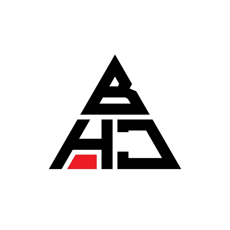Vector diseño de logotipo de letra triangular bhj con forma de triángulo diseño del logotipo triangular bhj con monograma bhj triángulo vectorial plantilla de logotipo con color rojo logotipo triangulares bhj simple elegante y lujoso logotipo