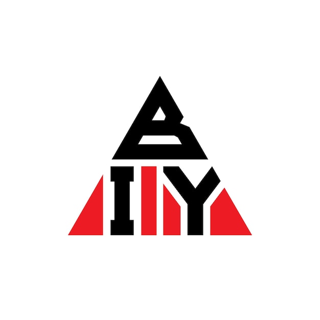 Diseño de logotipo de letra triangular BIY con forma de triángulo BIY diseño de logotipo triangular monograma BIY modelo de logotipo vectorial triangular con color rojo BIY logotipo triangle sencillo elegante y lujoso