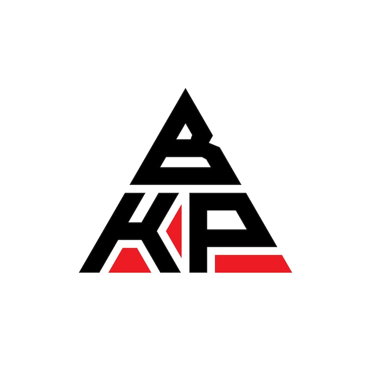 Vector diseño de logotipo de letra triangular bkp con forma de triángulo diseño de diseño de logotipo triángulo bkp monograma bkp triángulo vectorial plantilla de logotipo con color rojo bkp logotipo triangular simple elegante y lujoso logotipo