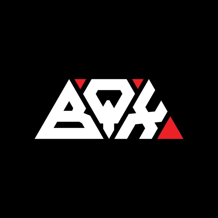 Vector diseño de logotipo de letra triangular bqx con forma de triángulo diseño del logotipo triangular bqx con monograma bqx triángulo vector logotipo plantilla con color rojo bqx logo triangular simple elegante y lujoso logotipo bqx