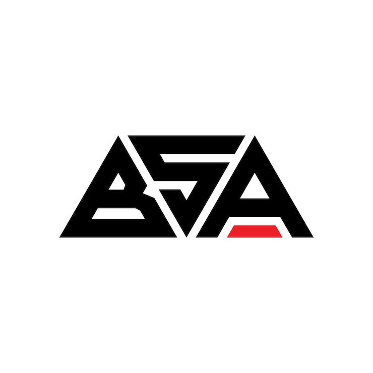 Vector diseño de logotipo de letra triangular bsa con forma de triángulo bsa diseño de logotipo triangular monograma bsa triángulo vectorial plantilla de logotipo con color rojo bsa logo triangular simple elegante y lujoso logotipo bsa