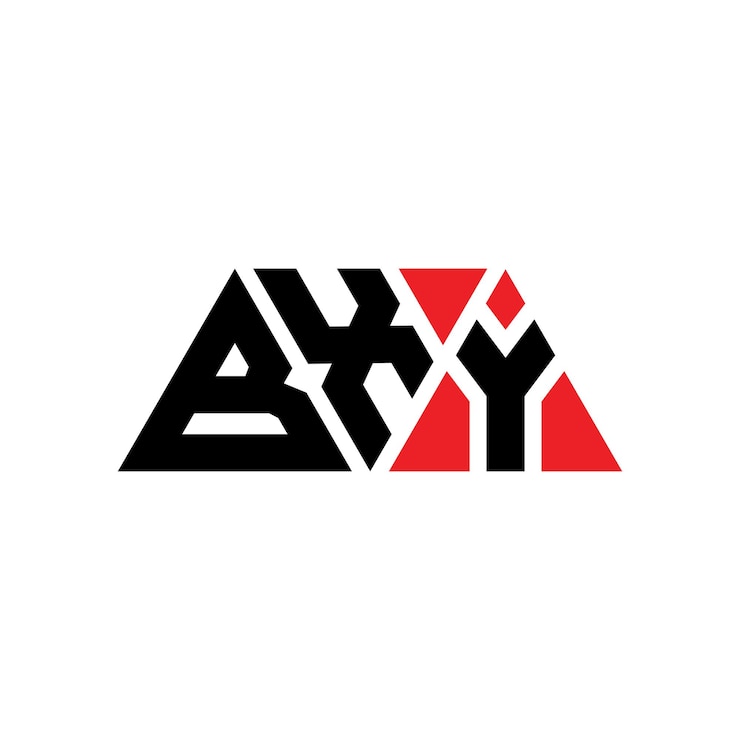 Vector diseño de logotipo de letra triangular bxy con forma de triángulo diseño del logotipo de triángulos bxy monograma bxy triángulo vectorial plantilla de logotipo con color rojo bxy logotipo triangular simple elegante y lujoso logotipo bxy