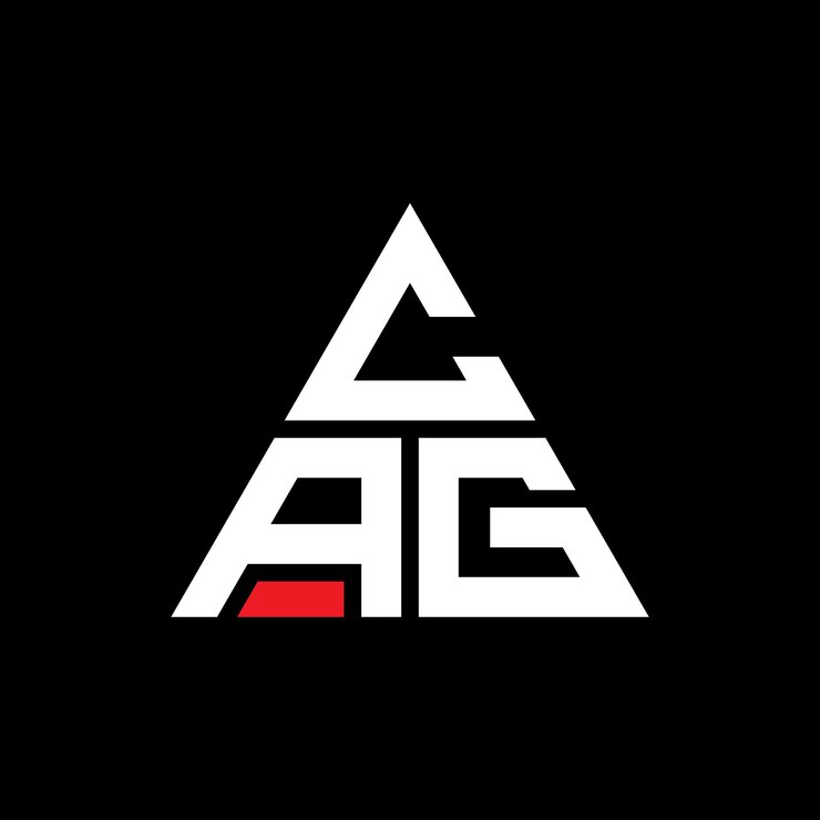 Vector diseño de logotipo de letra triangular cag con forma de triángulo cag diseño de logotipo triangular monograma cag triángulo vectorial plantilla de logotipo con color rojo cag logo triangular sencillo elegante y lujoso
