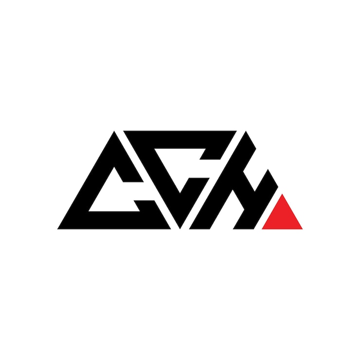 Vector diseño de logotipo de letra triangular cch con forma de triángulo diseño de logotipo triángulo cch monograma plantilla de logotipo vectorial de triángulos cch con color rojo logotipo triangular simple elegante y lujoso logotipo cch