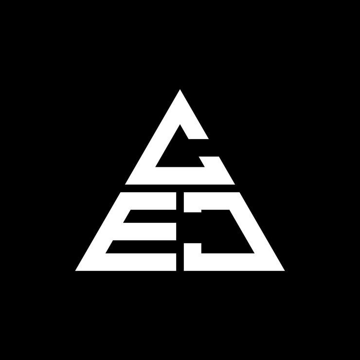Vector diseño de logotipo de letra triangular cej con forma de triángulo diseño de logotipo triángulo cej monograma plantilla de logotipo vectorial triángulo ecj con color rojo logotipo triangular ecj sencillo elegante y lujoso