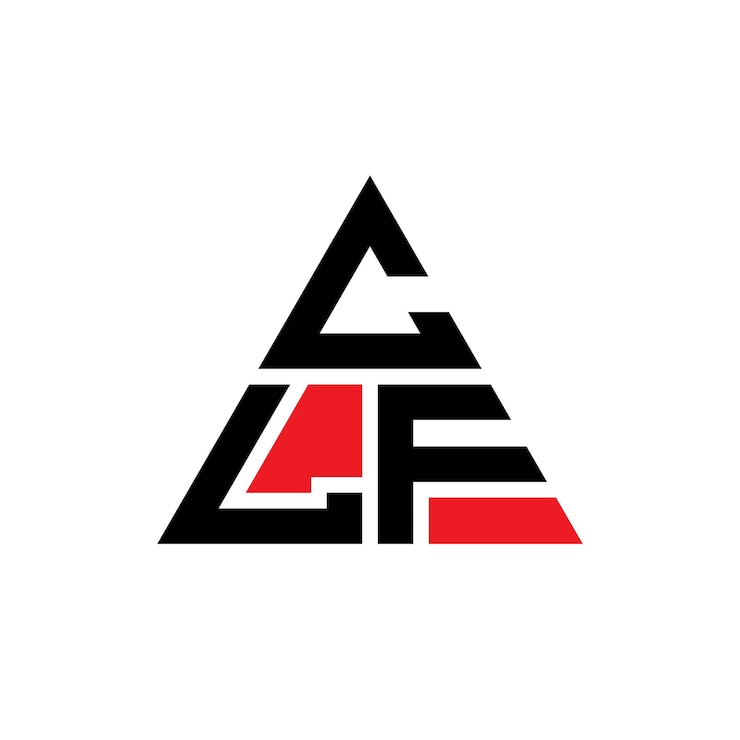Vector diseño de logotipo de letra triangular clf con forma de triángulo diseño de logotipo triángulo clf monograma modelo de logotipo vectorial triángulo lcf con color rojo logotipo triangular simple elegante y lujoso