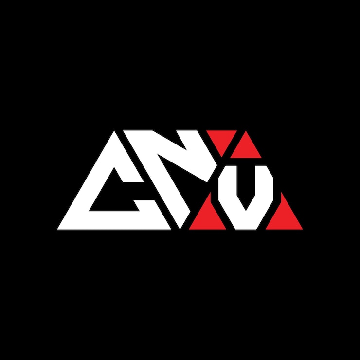 Vector diseño de logotipo de letra triangular cnv con forma de triángulo diseño de logotipo triángulo cnv monograma plantilla de logotipo vectorial de triangle cnv con color rojo logotipo triangular simple elegante y lujoso logotipo cnv