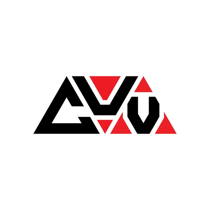 Vector diseño de logotipo de letra triangular cuv con forma de triángulo diseño del logotipo de triángulos cuv con monograma cuv triángulo vectorial plantilla de logotipo con color rojo cuv logotipo triangular simple elegante y lujoso logotipo cuv