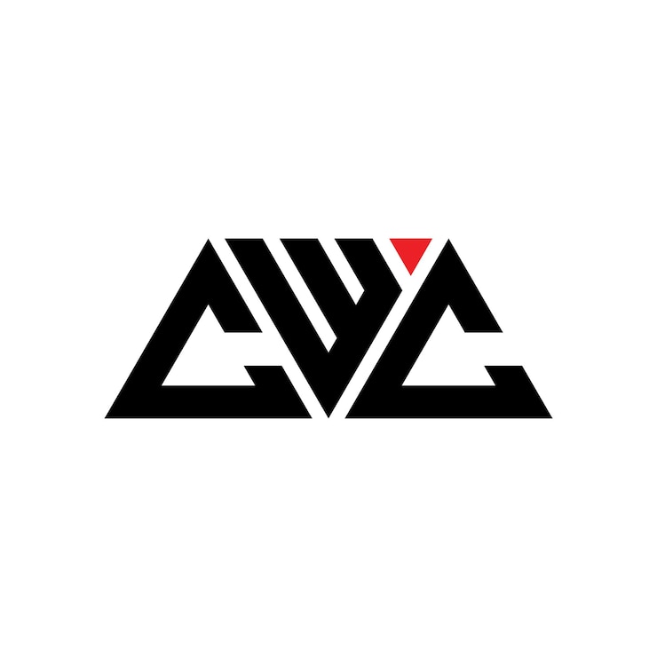Vector diseño de logotipo de letra triangular cwc con forma de triángulo diseño de logotipo triángulo cwc monograma plantilla de logotipo vectorial de triángulos cwc con color rojo logotipo triangular de cwc sencillo elegante y lujoso logotipo cwc