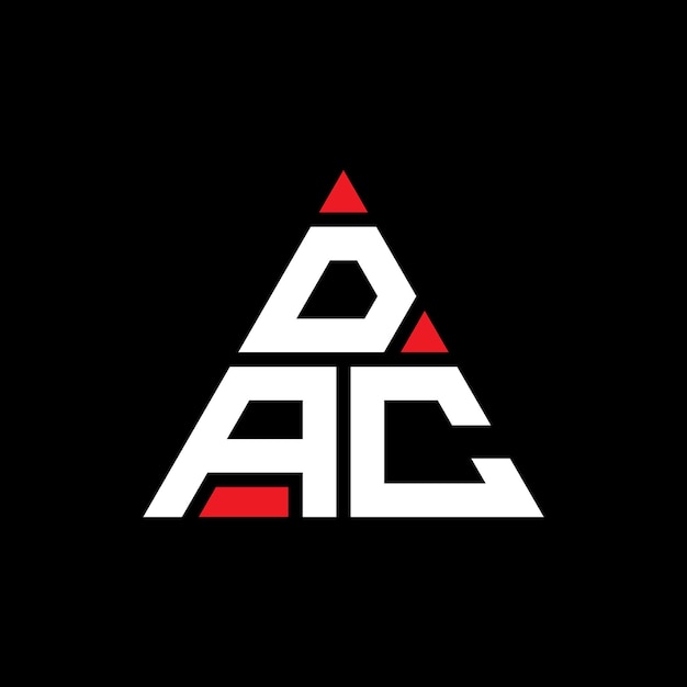 Vector diseño de logotipo de letra triangular dac con forma de triángulo dac diseño de logotipo triangular monograma dac modelo de logotipo vectorial triangular con color rojo dac logotipo triangular simple elegante y lujoso logotipo