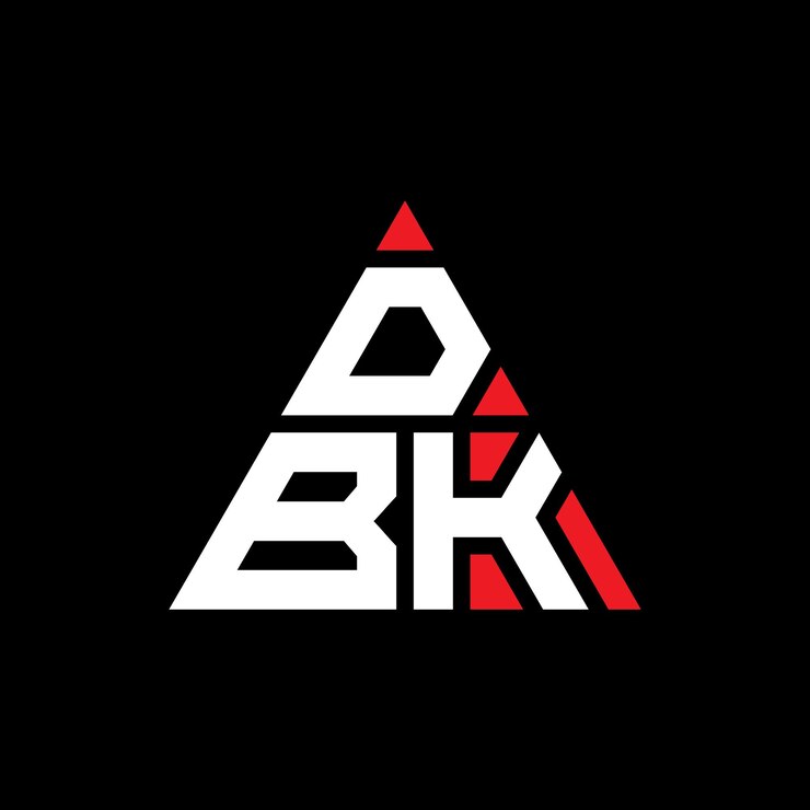 Vector diseño de logotipo de letra triangular dbk con forma de triángulo diseño de logotipo triangular monograma modelo de logotipo vectorial triángulo dbk con color rojo logotipo triangle dbk sencillo elegante y lujoso