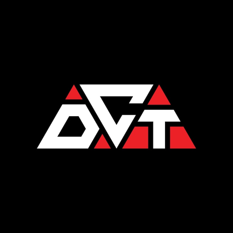 Vector diseño de logotipo de letra triangular dct con forma de triángulo diseño de logotipo triangular monograma modelo de logotipo vectorial triángulo dct con color rojo logotipo triangle dct sencillo elegante y lujoso logotipo dct
