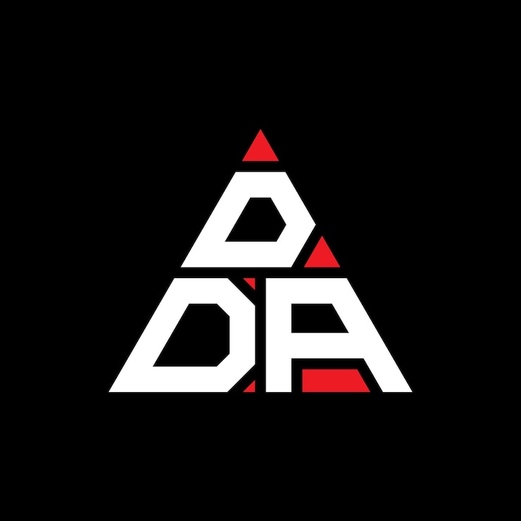 Vector diseño de logotipo de letra triangular dda con forma de triángulo dda diseño de logotipo triangular monograma dda triángulo vector logotipo plantilla con color rojo dda logo triangular sencillo elegante y lujoso logotipo
