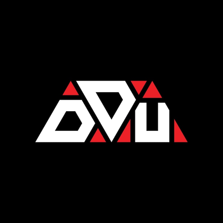 Vector diseño de logotipo de letra triangular ddu con forma de triángulo diseño del logotipo triangularddu con monograma ddu triángulo vectorial plantilla de logotipo con color rojo ddu logotipo triangular simple elegante y lujoso logotipo ddu