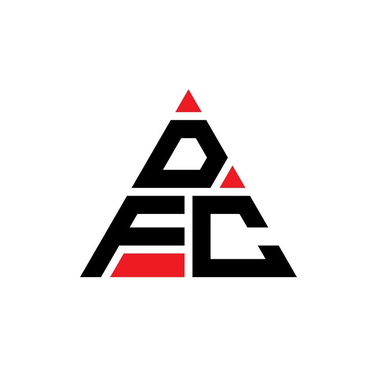 Vector diseño de logotipo de letra triangular dfc con forma de triángulo dfc diseño de logotipo triangular monograma dfc triángulo vectorial plantilla de logotipo con color rojo dfc logotipo triangular simple elegante y lujoso logotipo