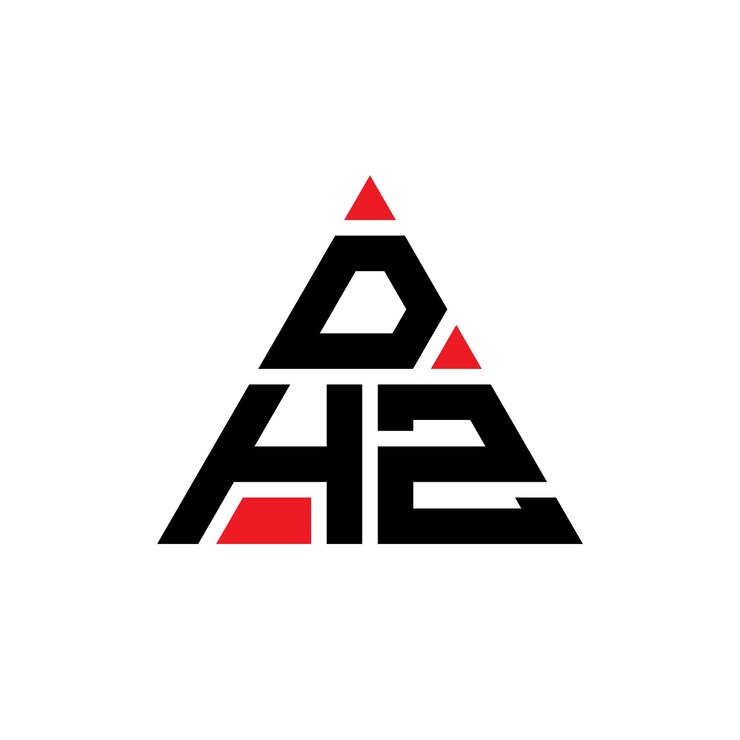 Vector diseño de logotipo de letra triangular dhz con forma de triángulo diseño del logotipo triangular monograma dhz triángulo vectorial plantilla de logotipo con color rojo logotipo triangulares dhz simple elegante y lujoso