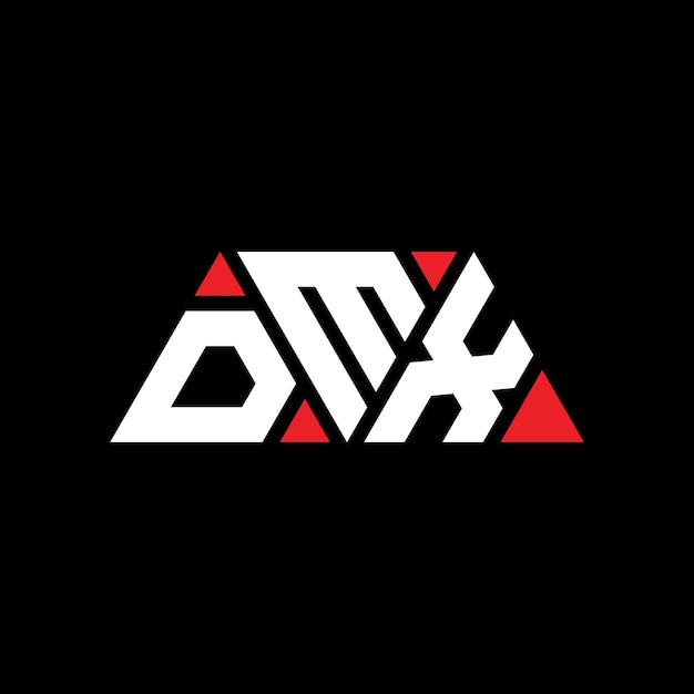 Diseño de logotipo de letra triangular DMX con forma de triángulo DMX diseño de logotipo triangular monograma DMX triángulo vector logotipo plantilla con color rojo DMX logo triangular sencillo elegante y lujoso Logotipo DMX