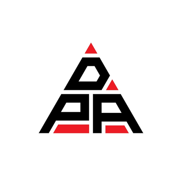 Vector diseño de logotipo de letra triangular dpa con forma de triángulo dpa diseño de logotipo triangular monograma dpa modelo de logotipo vectorial triángulo con color rojo dpa logotipo triangular simple elegante y lujoso logotipo