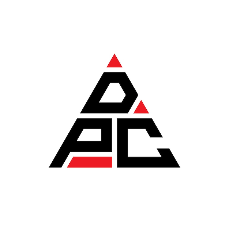 Vector diseño de logotipo de letra triangular dpc con forma de triángulo dpc diseño de logotipo triangular monograma dpc plantilla de logotipo vectorial triangular con color rojo dpc logotipo triangular simple elegante y lujoso logotipo