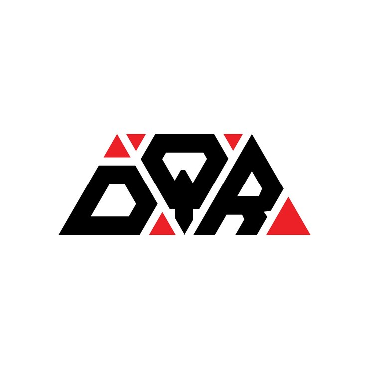 Vector diseño de logotipo de letra triangular dqr con forma de triángulo dqr diseño de logotipo triangular monograma dqr modelo de logotipo vectorial triangular con color rojo dqr logotipo triangular simple elegante y lujoso logotipo dqr