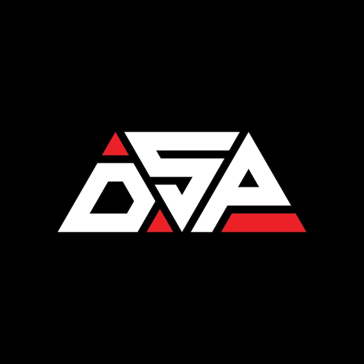 Vector diseño de logotipo de letra triangular dsp con forma de triángulo diseño de logotipo triángulo dsp monograma plantilla de logotipo vectorial de triangle dsp con color rojo logotipo triangular simple elegante y lujoso logotipo dsp