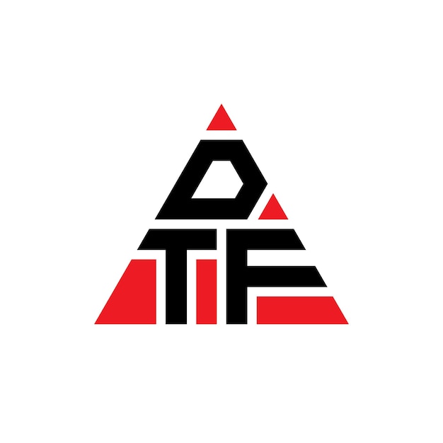 Vector diseño de logotipo de letra triangular dtf con forma de triángulo dtf diseño de logotipo triangular monograma dtf triángulo vectorial plantilla de logotipo con color rojo dtf logotipo triangular simplemente elegante y lujoso logotipo