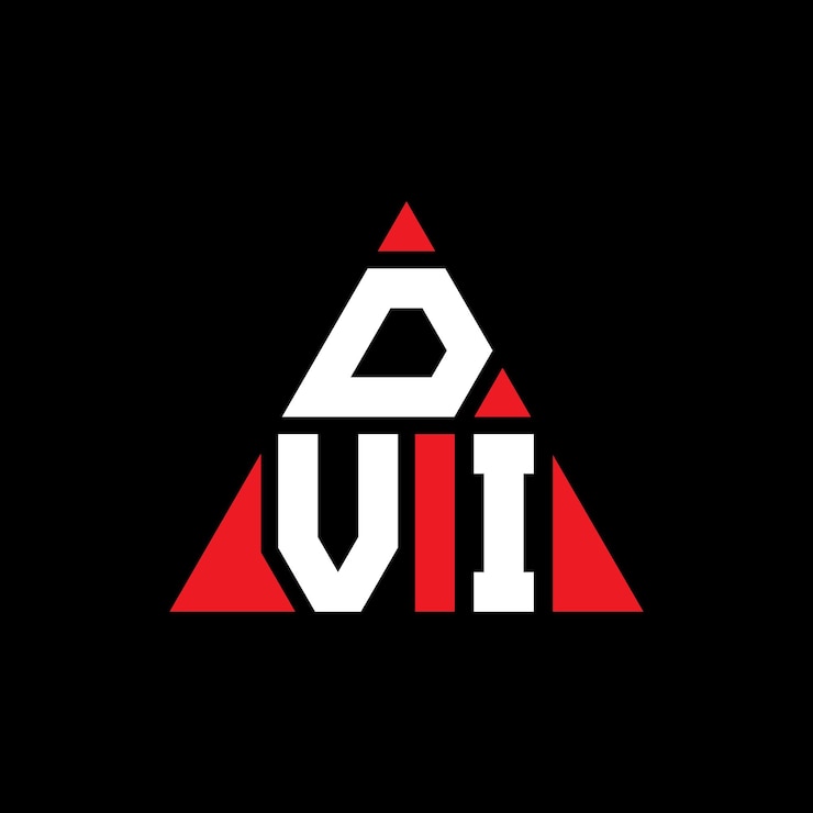 Vector diseño de logotipo de letra triangular dvi con forma de triángulo dvi diseño de logotipo triangular monograma plantilla de logotipo vectorial dvi triángulo con color rojo dvi logotipo triangular simple elegante y lujoso logotipo