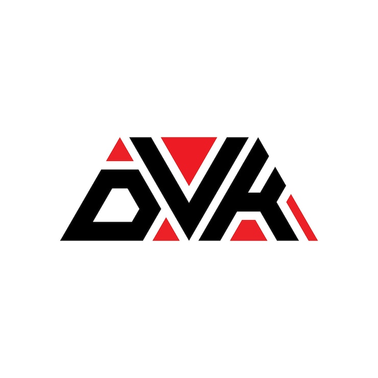 Vector diseño de logotipo de letra triangular dvk con forma de triángulo diseño de diseño de logotipo triangular monograma dvk triángulo vectorial plantilla de logotipo con color rojo logotipo triangulares dvk simple elegante y lujoso logotipo dvk