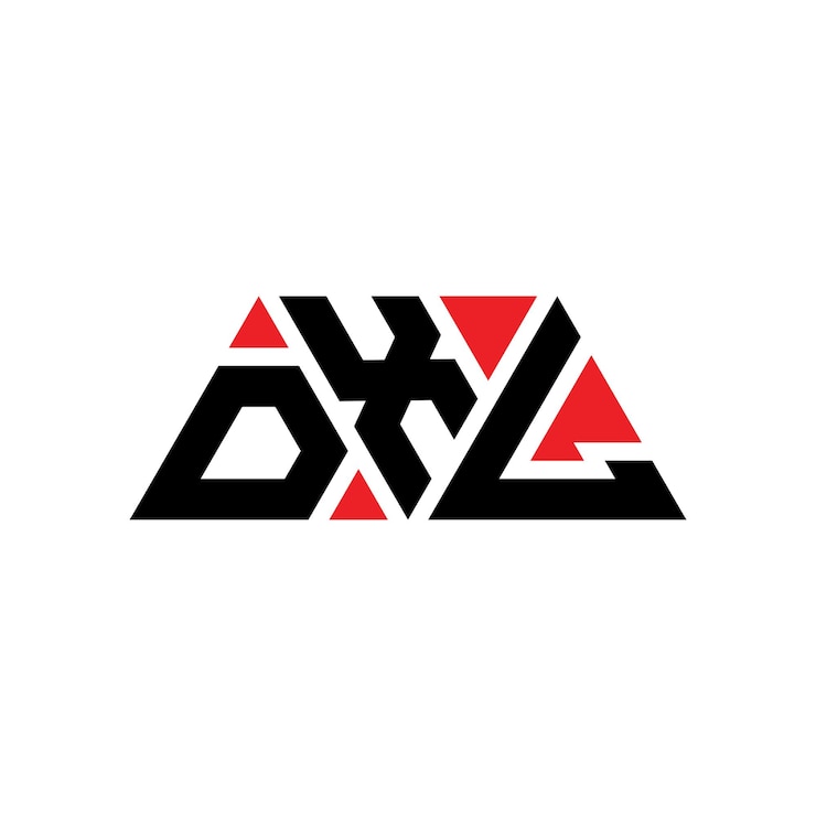 Vector diseño de logotipo de letra triangular dxl con forma de triángulo dxl diseño de logotipo triangular monograma dxl patrón de logotipo vectorial triangular con color rojo dxl logotipo triangular simple elegante y lujoso logotipo dxl