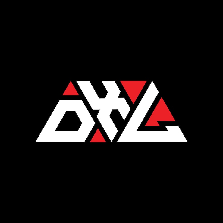 Vector diseño de logotipo de letra triangular dxl con forma de triángulo dxl diseño de logotipo triangular monograma dxl patrón de logotipo vectorial triangular con color rojo dxl logotipo triangular simple elegante y lujoso logotipo dxl
