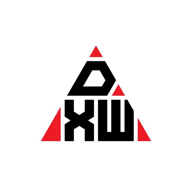 Vector diseño de logotipo de letra triangular dxw con forma de triángulo dxw diseño de logotipo triangular monograma dxw modelo de logotipo vectorial triangular con color rojo dxw logotipo triangular simple elegante y lujoso logotipo