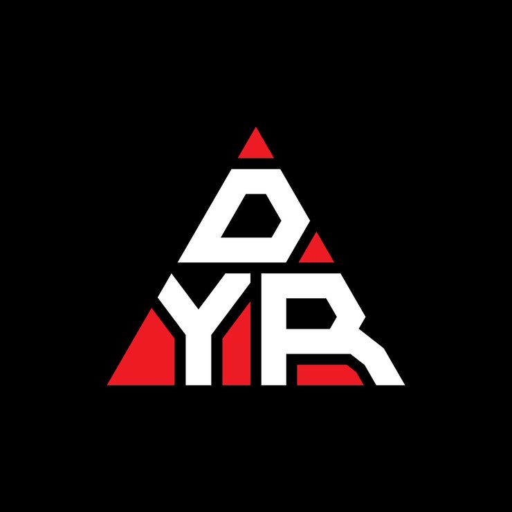 Vector diseño de logotipo de letra triangular dyr con forma de triángulo dyr diseño de logotipo triangular monograma dyr triángulo vectorial plantilla de logotipo con color rojo dyr logotipo triangular simplemente elegante y lujoso logotipo