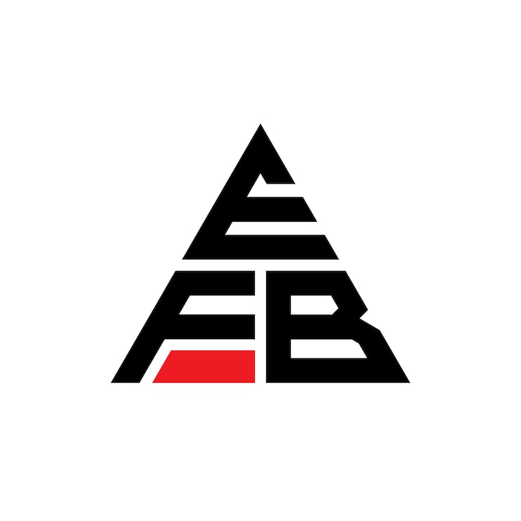 Vector diseño de logotipo de letra triangular efb con forma de triángulo diseño de logotipo triangular monograma efb triángulo vectorial plantilla de logotipo efb con color rojo logotipo triangle efb sencillo elegante y lujoso logotipo