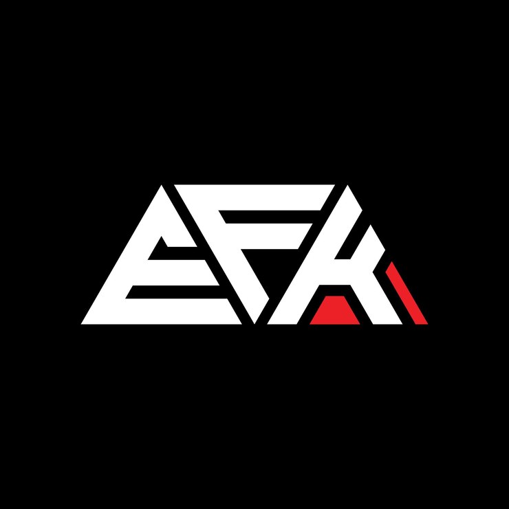 Vector diseño de logotipo de letra triangular efk con forma de triángulo diseño de logotipo triangular monograma efk triángulo vectorial plantilla de logotipo con color rojo efk logo triangular sencillo elegante y lujoso logotipo efk