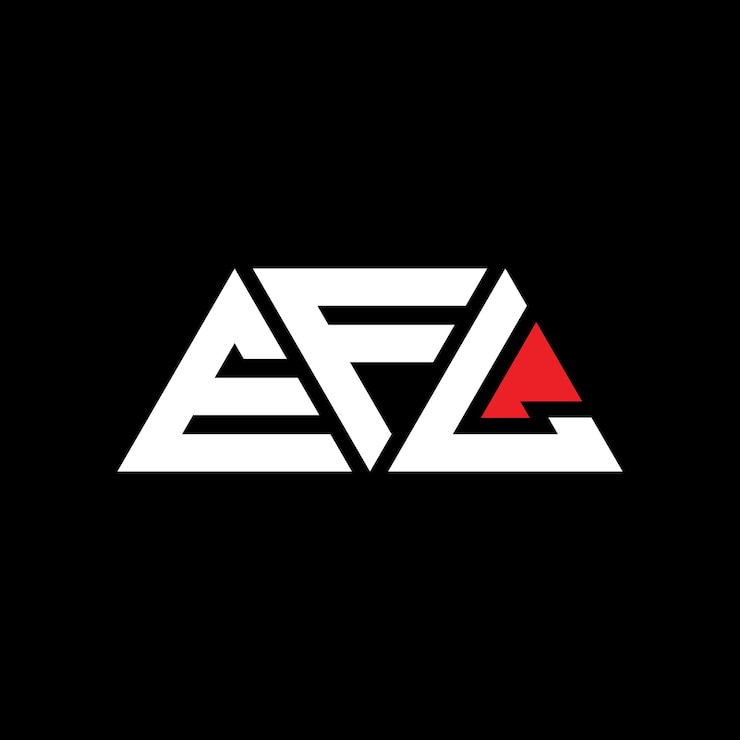 Vector diseño de logotipo de letra triangular efl con forma de triángulo efl diseño de logotipo triangular monograma efl modelo de logotipo vectorial triángulo con color rojo efl logotipo tri angular simple elegante y lujoso logotipo efl