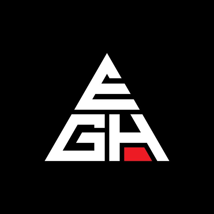 Vector diseño de logotipo de letra triangular egh con forma de triángulo diseño de logotipo triangular monograma plantilla de logotipo vectorial triángulo egh con color rojo logotipo triangle egh sencillo elegante y lujoso