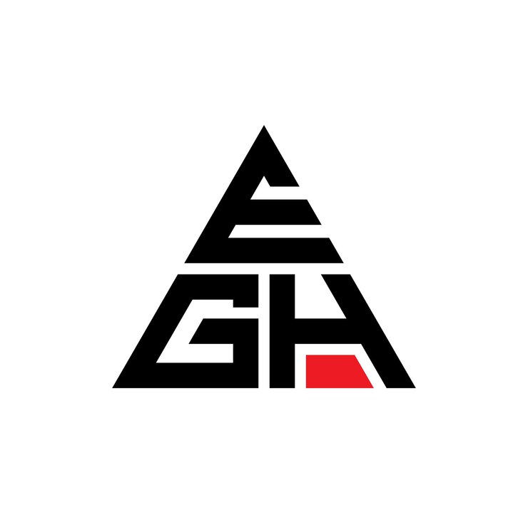 Vector diseño de logotipo de letra triangular egh con forma de triángulo diseño de logotipo triangular monograma plantilla de logotipo vectorial triángulo egh con color rojo logotipo triangle egh sencillo elegante y lujoso