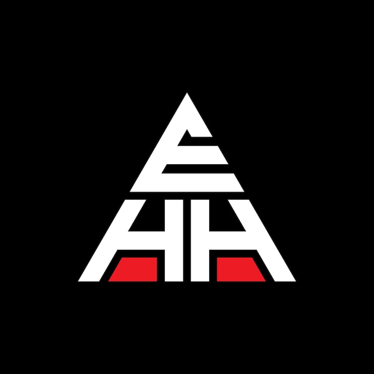 Vector diseño del logotipo de la letra triangular ehh con forma de triángulo diseño del logotipo del triángulo monograma plantilla del logotipo vectorial triangular ihh con color rojo logotipo triangular simple elegante y lujoso