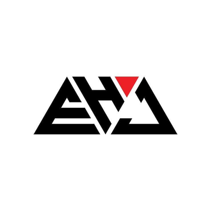 Vector diseño de logotipo de letra triangular ehj con forma de triángulo diseño de logotipo triangular monograma modelo de logotipo vectorial triángulo ehj con color rojo logotipo triangle ehj sencillo elegante y lujoso logotipo ehj