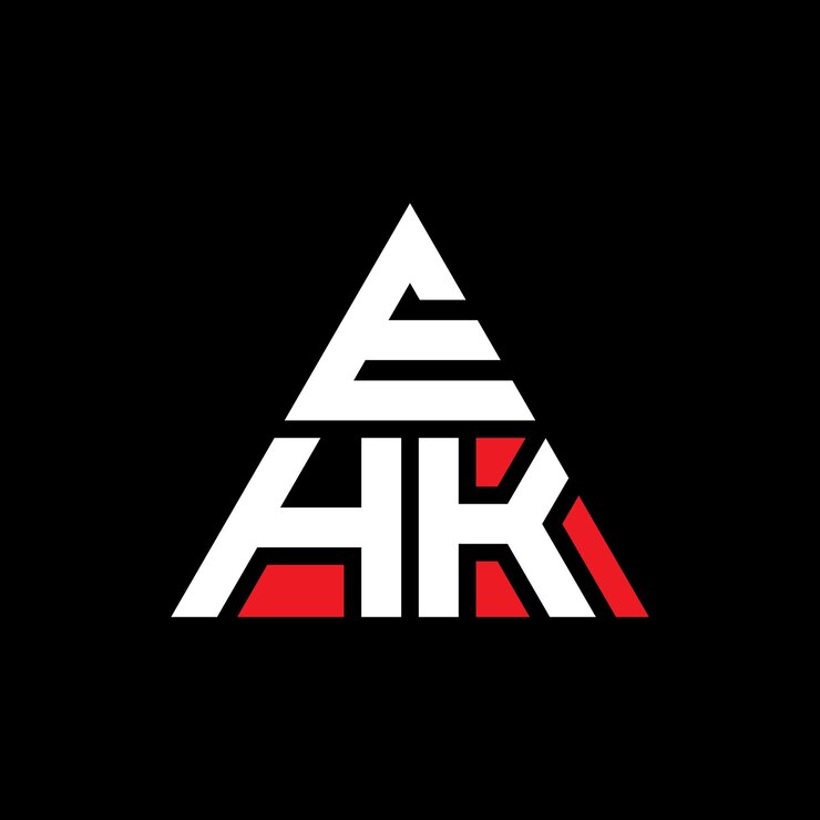 Vector diseño del logotipo de la letra triangular ehk con forma de triángulo ehk triángulo